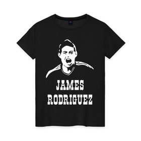 Женская футболка хлопок с принтом James Rodriguez в Екатеринбурге, 100% хлопок | прямой крой, круглый вырез горловины, длина до линии бедер, слегка спущенное плечо | columbia | football | james | rodriguez | колумбия | родригес | футбол | хамес