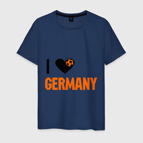 Мужская футболка хлопок с принтом I love Germany в Екатеринбурге, 100% хлопок | прямой крой, круглый вырез горловины, длина до линии бедер, слегка спущенное плечо. | deutsch | football | germany | heart | love | германия | люблю | мяч | сердце | футбол
