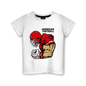 Детская футболка хлопок с принтом Американский футбол в Екатеринбурге, 100% хлопок | круглый вырез горловины, полуприлегающий силуэт, длина до линии бедер | регби
