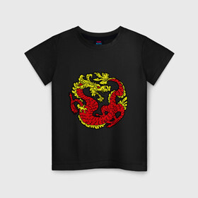 Детская футболка хлопок с принтом Красный дракон в Екатеринбурге, 100% хлопок | круглый вырез горловины, полуприлегающий силуэт, длина до линии бедер | дракон | китайский | красный | мифология | огонь | пламя