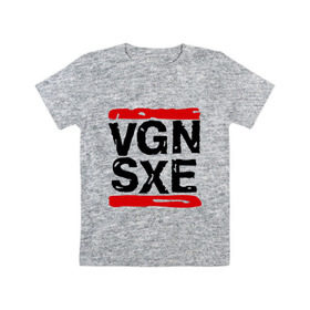 Детская футболка хлопок с принтом Vegan sXe в Екатеринбурге, 100% хлопок | круглый вырез горловины, полуприлегающий силуэт, длина до линии бедер | Тематика изображения на принте: vegan | вегетарианец | еда