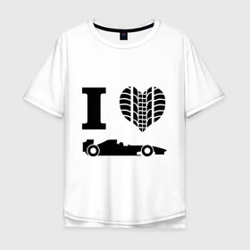 Мужская футболка хлопок Oversize с принтом Формула 1 в Екатеринбурге, 100% хлопок | свободный крой, круглый ворот, “спинка” длиннее передней части | машина | сердце | формула