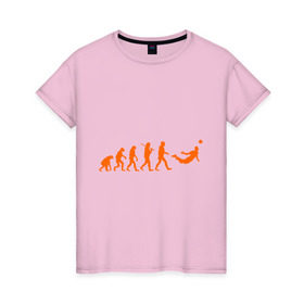 Женская футболка хлопок с принтом Van Persie evolution в Екатеринбурге, 100% хлопок | прямой крой, круглый вырез горловины, длина до линии бедер, слегка спущенное плечо | мяч | спорт | футбол | эволюция