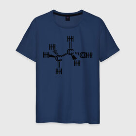 Мужская футболка хлопок с принтом Химическая формула спирт в Екатеринбурге, 100% хлопок | прямой крой, круглый вырез горловины, длина до линии бедер, слегка спущенное плечо. | Тематика изображения на принте: спирт | формула | химия