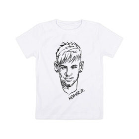 Детская футболка хлопок с принтом Neymar Jr в Екатеринбурге, 100% хлопок | круглый вырез горловины, полуприлегающий силуэт, длина до линии бедер | Тематика изображения на принте: 