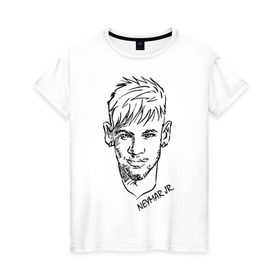 Женская футболка хлопок с принтом Neymar Jr в Екатеринбурге, 100% хлопок | прямой крой, круглый вырез горловины, длина до линии бедер, слегка спущенное плечо | 