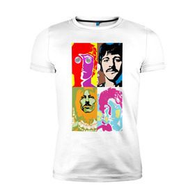 Мужская футболка премиум с принтом The Beatles в Екатеринбурге, 92% хлопок, 8% лайкра | приталенный силуэт, круглый вырез ворота, длина до линии бедра, короткий рукав | 