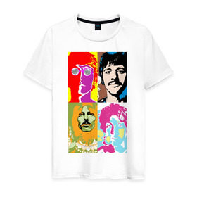 Мужская футболка хлопок с принтом The Beatles в Екатеринбурге, 100% хлопок | прямой крой, круглый вырез горловины, длина до линии бедер, слегка спущенное плечо. | 