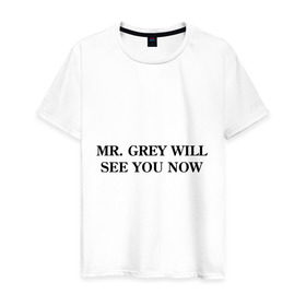 Мужская футболка хлопок с принтом 50 оттенков серого в Екатеринбурге, 100% хлопок | прямой крой, круглый вырез горловины, длина до линии бедер, слегка спущенное плечо. | анастейша стил | кино | кристиан грей | пятьдесят оттенков серого