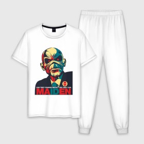 Мужская пижама хлопок с принтом Iron Maiden в Екатеринбурге, 100% хлопок | брюки и футболка прямого кроя, без карманов, на брюках мягкая резинка на поясе и по низу штанин
 | iron maiden