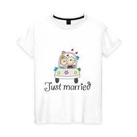 Женская футболка хлопок с принтом Женатики в Екатеринбурге, 100% хлопок | прямой крой, круглый вырез горловины, длина до линии бедер, слегка спущенное плечо | брак | жена | женатики | жених | молодожены | муж | невеста | свадьба