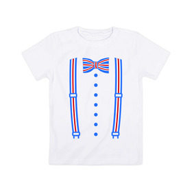 Детская футболка хлопок с принтом Галстук бабочка британский флаг в Екатеринбурге, 100% хлопок | круглый вырез горловины, полуприлегающий силуэт, длина до линии бедер | бабочка