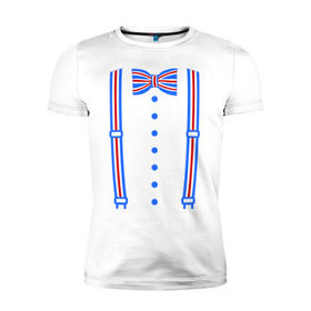 Мужская футболка премиум с принтом Галстук бабочка британский флаг в Екатеринбурге, 92% хлопок, 8% лайкра | приталенный силуэт, круглый вырез ворота, длина до линии бедра, короткий рукав | бабочка