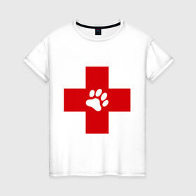 Женская футболка хлопок с принтом Ветеринар в Екатеринбурге, 100% хлопок | прямой крой, круглый вырез горловины, длина до линии бедер, слегка спущенное плечо | ветеринар | врач | доктор | красный | крест