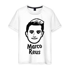 Мужская футболка хлопок с принтом Reus в Екатеринбурге, 100% хлопок | прямой крой, круглый вырез горловины, длина до линии бедер, слегка спущенное плечо. | германия | голова | лицо | марко | ройс | футбол