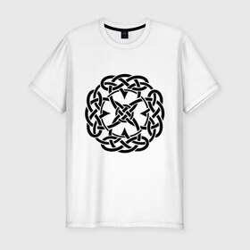 Мужская футболка премиум с принтом Сложный кельтский узор в Екатеринбурге, 92% хлопок, 8% лайкра | приталенный силуэт, круглый вырез ворота, длина до линии бедра, короткий рукав | кельтский узор | орнамент | узор