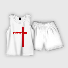 Детская пижама с шортами хлопок с принтом Сборная Англии в Екатеринбурге,  |  | england | англия | сборная | флаг | футбол