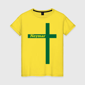 Женская футболка хлопок с принтом Neymar в Екатеринбурге, 100% хлопок | прямой крой, круглый вырез горловины, длина до линии бедер, слегка спущенное плечо | бразилия | неймар