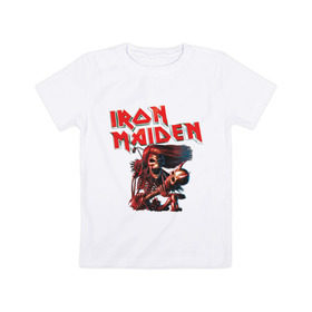 Детская футболка хлопок с принтом Iron Maiden в Екатеринбурге, 100% хлопок | круглый вырез горловины, полуприлегающий силуэт, длина до линии бедер | гитара | скелет