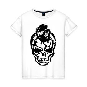 Женская футболка хлопок с принтом Зомби стиляга в Екатеринбурге, 100% хлопок | прямой крой, круглый вырез горловины, длина до линии бедер, слегка спущенное плечо | дьяволы | зомба | зомби стиляга | монстры | привидения