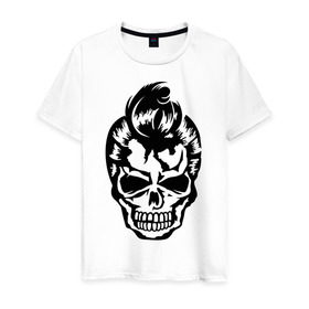 Мужская футболка хлопок с принтом Зомби стиляга в Екатеринбурге, 100% хлопок | прямой крой, круглый вырез горловины, длина до линии бедер, слегка спущенное плечо. | дьяволы | зомба | зомби стиляга | монстры | привидения