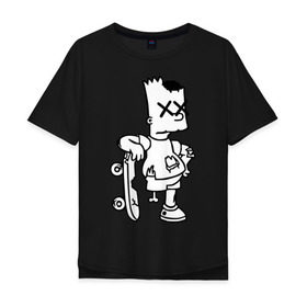 Мужская футболка хлопок Oversize с принтом Bart Simpsons zombie в Екатеринбурге, 100% хлопок | свободный крой, круглый ворот, “спинка” длиннее передней части | bart | bart simpsons zombie | кино
