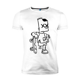 Мужская футболка премиум с принтом Bart Simpsons zombie в Екатеринбурге, 92% хлопок, 8% лайкра | приталенный силуэт, круглый вырез ворота, длина до линии бедра, короткий рукав | bart | bart simpsons zombie | кино