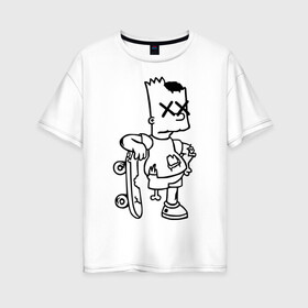 Женская футболка хлопок Oversize с принтом Bart Simpsons zombie в Екатеринбурге, 100% хлопок | свободный крой, круглый ворот, спущенный рукав, длина до линии бедер
 | bart | bart simpsons zombie | кино