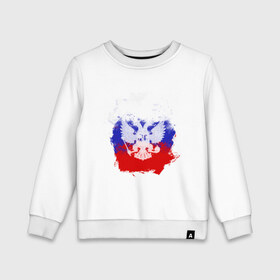 Детский свитшот хлопок с принтом Герб в Екатеринбурге, 100% хлопок | круглый вырез горловины, эластичные манжеты, пояс и воротник | патриоты | россия | рф | флаг