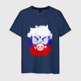 Мужская футболка хлопок с принтом Герб в Екатеринбурге, 100% хлопок | прямой крой, круглый вырез горловины, длина до линии бедер, слегка спущенное плечо. | патриоты | россия | рф | флаг