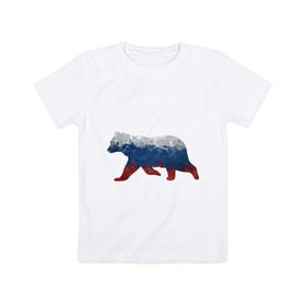Детская футболка хлопок с принтом Русский медведь в Екатеринбурге, 100% хлопок | круглый вырез горловины, полуприлегающий силуэт, длина до линии бедер | 