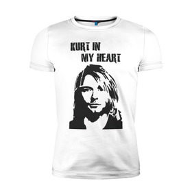 Мужская футболка премиум с принтом Nirvana в Екатеринбурге, 92% хлопок, 8% лайкра | приталенный силуэт, круглый вырез ворота, длина до линии бедра, короткий рукав | cobain | kurt | кобейн | курт | нирвана