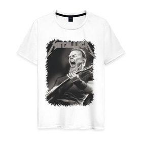 Мужская футболка хлопок с принтом Metallica в Екатеринбурге, 100% хлопок | прямой крой, круглый вырез горловины, длина до линии бедер, слегка спущенное плечо. | металлика