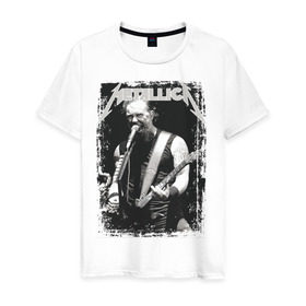 Мужская футболка хлопок с принтом Metallica в Екатеринбурге, 100% хлопок | прямой крой, круглый вырез горловины, длина до линии бедер, слегка спущенное плечо. | metallica | металлика