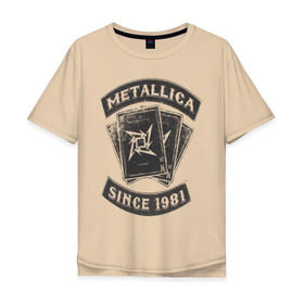 Мужская футболка хлопок Oversize с принтом Metallica в Екатеринбурге, 100% хлопок | свободный крой, круглый ворот, “спинка” длиннее передней части | металлика