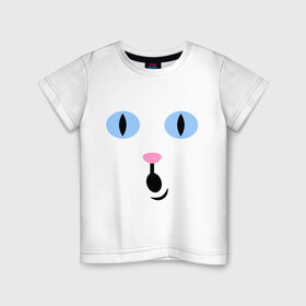 Детская футболка хлопок с принтом Кошечка (удивление) в Екатеринбурге, 100% хлопок | круглый вырез горловины, полуприлегающий силуэт, длина до линии бедер | глаза | киса | кот | кошечка | кошка | удивление