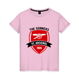 Женская футболка хлопок с принтом FC Arsenal - The Gunners в Екатеринбурге, 100% хлопок | прямой крой, круглый вырез горловины, длина до линии бедер, слегка спущенное плечо | arsenal | fc | football | gunners | клуб | фк | футбол