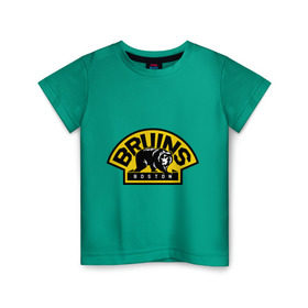 Детская футболка хлопок с принтом HC Boston Bruins Label в Екатеринбурге, 100% хлопок | круглый вырез горловины, полуприлегающий силуэт, длина до линии бедер | boston | bruins | club | hockey | клуб | хоккей