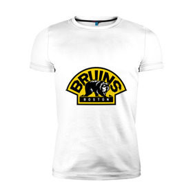 Мужская футболка премиум с принтом HC Boston Bruins Label в Екатеринбурге, 92% хлопок, 8% лайкра | приталенный силуэт, круглый вырез ворота, длина до линии бедра, короткий рукав | boston | bruins | club | hockey | клуб | хоккей