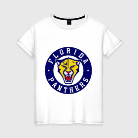 Женская футболка хлопок с принтом HC Florida Panthers в Екатеринбурге, 100% хлопок | прямой крой, круглый вырез горловины, длина до линии бедер, слегка спущенное плечо | club | florida | hockey | panthers | клуб | хоккей