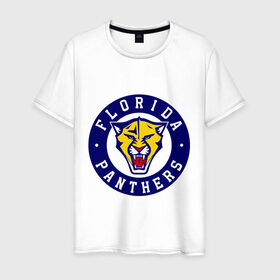 Мужская футболка хлопок с принтом HC Florida Panthers в Екатеринбурге, 100% хлопок | прямой крой, круглый вырез горловины, длина до линии бедер, слегка спущенное плечо. | club | florida | hockey | panthers | клуб | хоккей