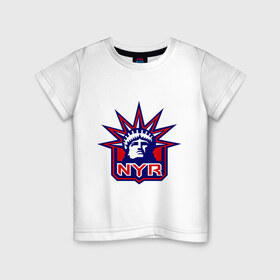 Детская футболка хлопок с принтом HC New York Rangers Emblem в Екатеринбурге, 100% хлопок | круглый вырез горловины, полуприлегающий силуэт, длина до линии бедер | Тематика изображения на принте: club | hockey | new | nyr | rangers | york | клуб | хоккей
