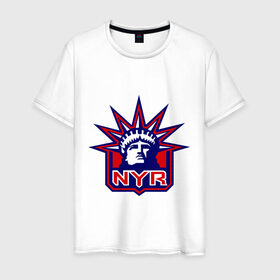 Мужская футболка хлопок с принтом HC New York Rangers Emblem в Екатеринбурге, 100% хлопок | прямой крой, круглый вырез горловины, длина до линии бедер, слегка спущенное плечо. | club | hockey | new | nyr | rangers | york | клуб | хоккей