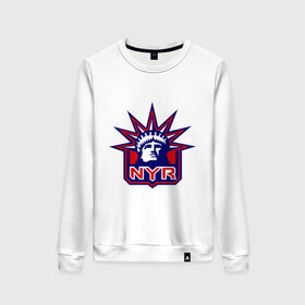 Женский свитшот хлопок с принтом HC New York Rangers Emblem в Екатеринбурге, 100% хлопок | прямой крой, круглый вырез, на манжетах и по низу широкая трикотажная резинка  | club | hockey | new | nyr | rangers | york | клуб | хоккей