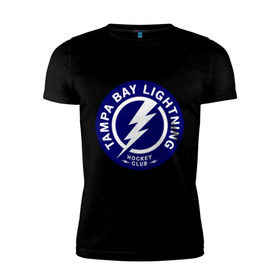 Мужская футболка премиум с принтом HC Tampa Bay Lightning в Екатеринбурге, 92% хлопок, 8% лайкра | приталенный силуэт, круглый вырез ворота, длина до линии бедра, короткий рукав | bay | club | hockey | lightning | tampa | клуб | хоккей