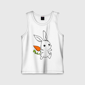 Детская майка хлопок с принтом Зайка с морковкой в Екатеринбурге,  |  | Тематика изображения на принте: белый | зайка | заяц | кролик | милый | морковь