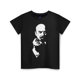 Детская футболка хлопок с принтом Ленин в Екатеринбурге, 100% хлопок | круглый вырез горловины, полуприлегающий силуэт, длина до линии бедер | большевик | дуля | ильич | коммунизм | ленин | ретро | ссср | фига | шиш