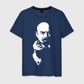 Мужская футболка хлопок с принтом Ленин в Екатеринбурге, 100% хлопок | прямой крой, круглый вырез горловины, длина до линии бедер, слегка спущенное плечо. | большевик | дуля | ильич | коммунизм | ленин | ретро | ссср | фига | шиш