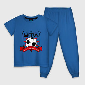 Детская пижама хлопок с принтом ФК Уфа в Екатеринбурге, 100% хлопок |  брюки и футболка прямого кроя, без карманов, на брюках мягкая резинка на поясе и по низу штанин
 | мяч | спорт | уфа | фк | футбол | футбольный клуб