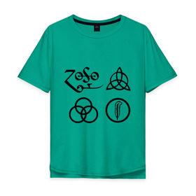 Мужская футболка хлопок Oversize с принтом Led Zeppelin simbols в Екатеринбурге, 100% хлопок | свободный крой, круглый ворот, “спинка” длиннее передней части | led zeppelin